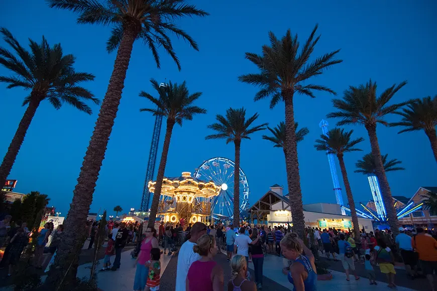 kemah boardwalk at night.
